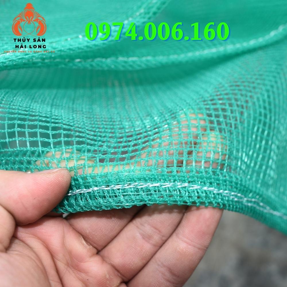Tráng - vèo lưới nuôi cá, ếch, lươn... có nắp đậy chống nhảy sợi cước xanh ô mắt 3.5ly không xô dạt mắt lưới
