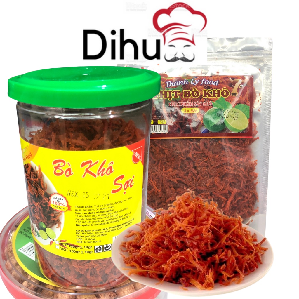 Khô bò sợi sấy thơm ngon giày dinh dưỡng chua chua cay cay tại Dihu food