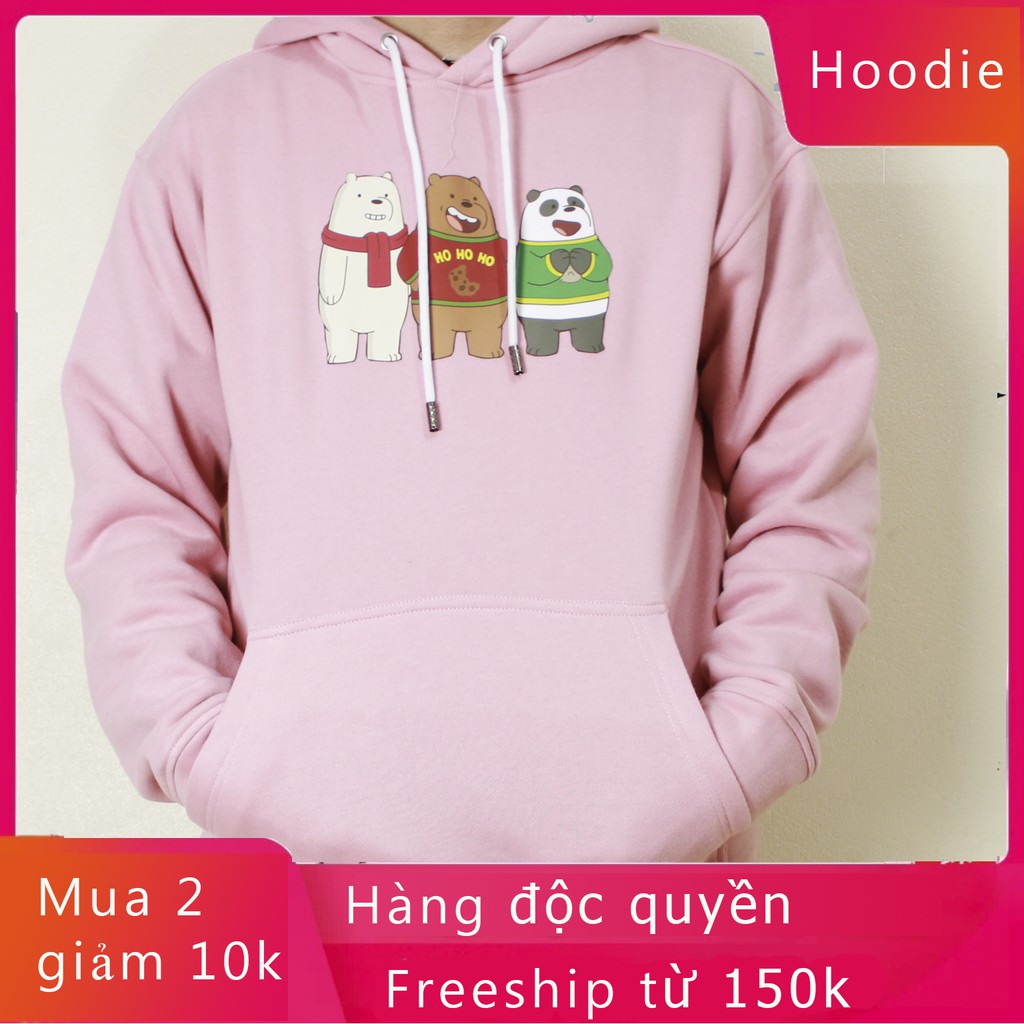 Áo hoodie we are bears gấu brown vải nỉ 3 màu hồng đen tím