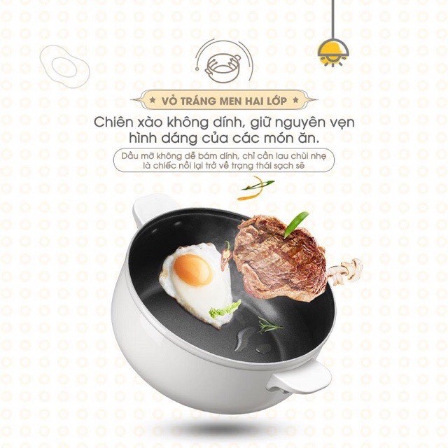 NỒI LẨU ĐIỆN ĐA NĂNG BEAR 2.5L CÓ KÈM CHẢO SỊN SÒ