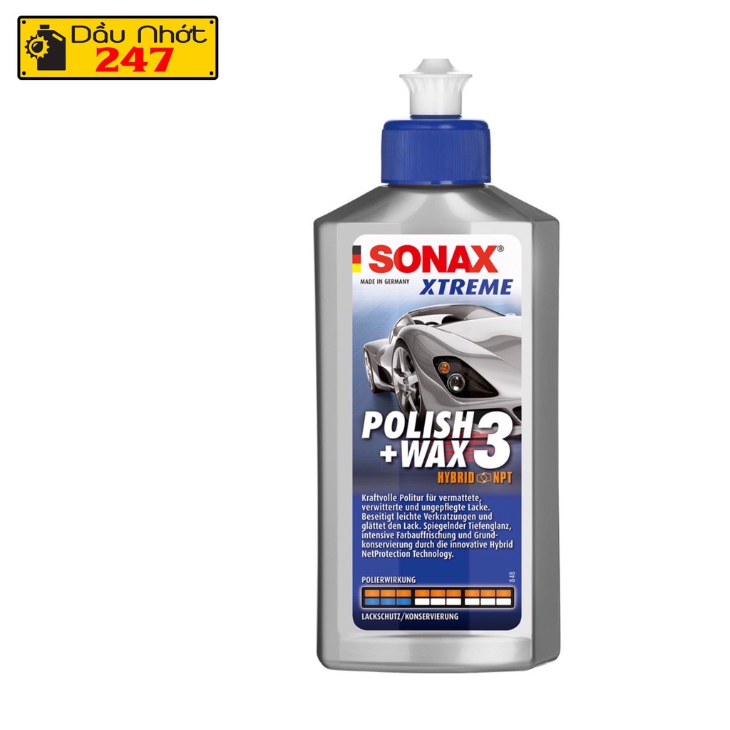 Dung dịch đánh bóng, xóa vết xước, bảo vệ sơn Sonax Xtreme Polish + Wax 3 -  250ml