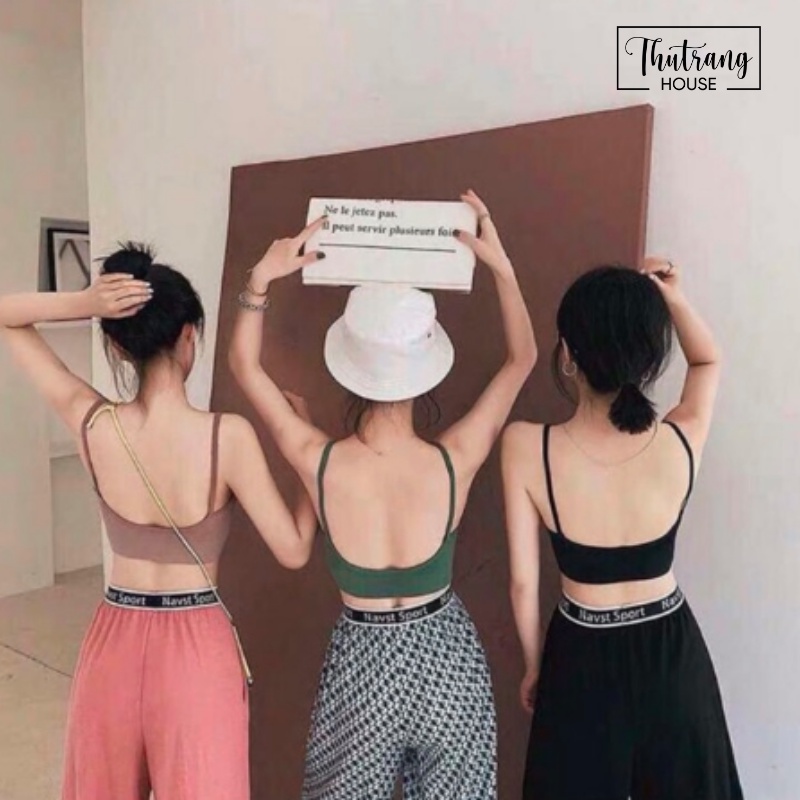 Áo bra thun len croptop gân tăm hở lưng 2 dây thoải mái tập gym yoga aerobic thể thao M13