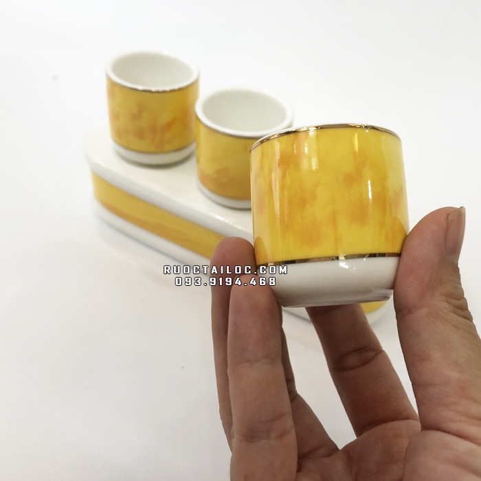 Bộ 3-5 chung nước Vân Vàng thờ cúng Phật Và Gia Tiên