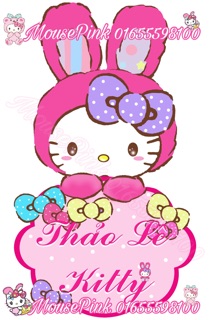 Decan dán tường bảng tên kitty thỏ