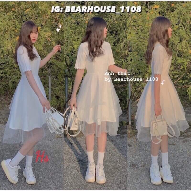 Váy von 2 lớp cổ ren HS6