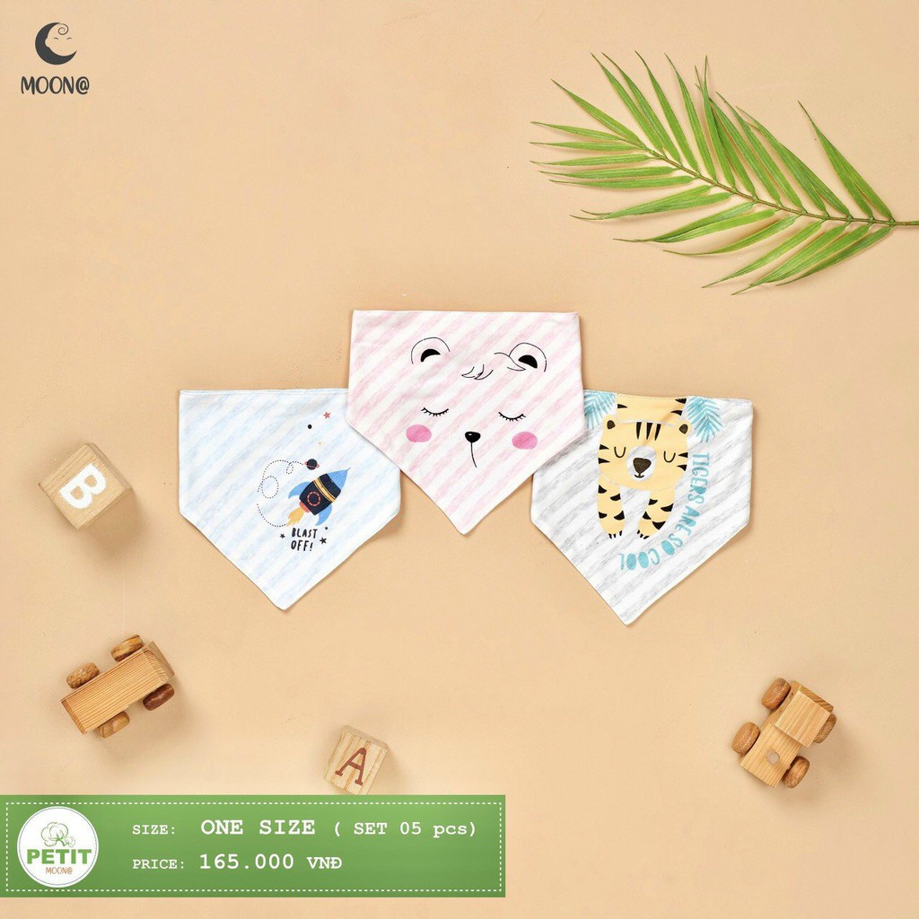 [MOON] Set 5 Yếm Moon chất Petit mềm mát Cho Bé