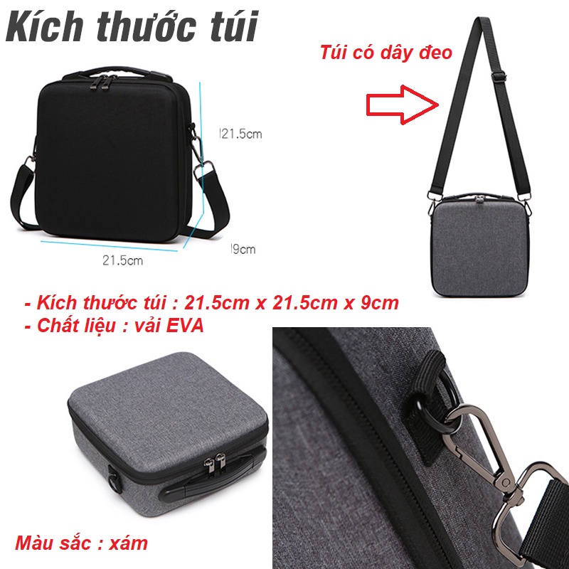 Túi đựng Flycam dji mavic mini 2, mini, mini SE túi làm bằng chất liệu vải EVA có dây đeo - Phụ kiện Flycam