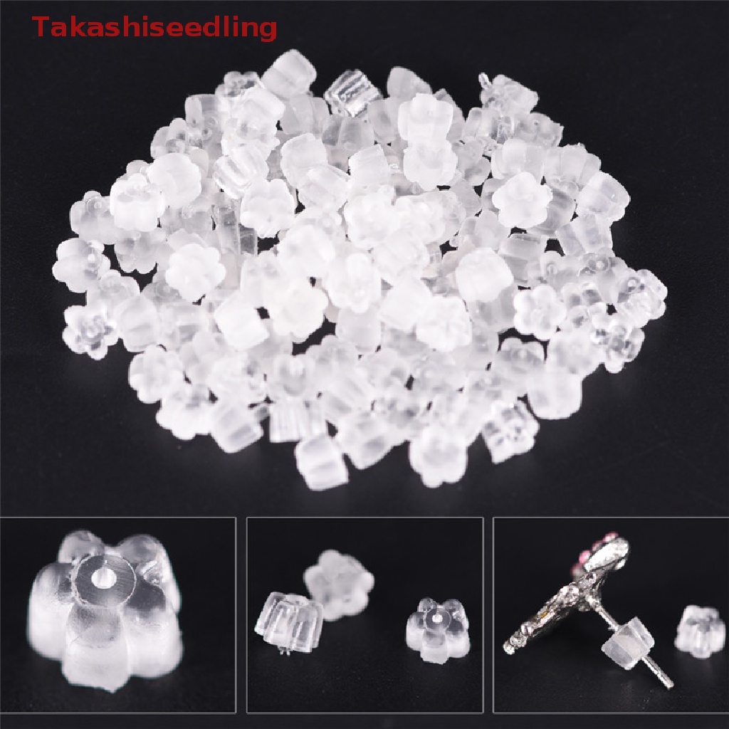 Set 100 Nút Chặn Bông Tai Bằng Cao Su Silicon Mềm Trong Suốt An Toàn Cho Lưng