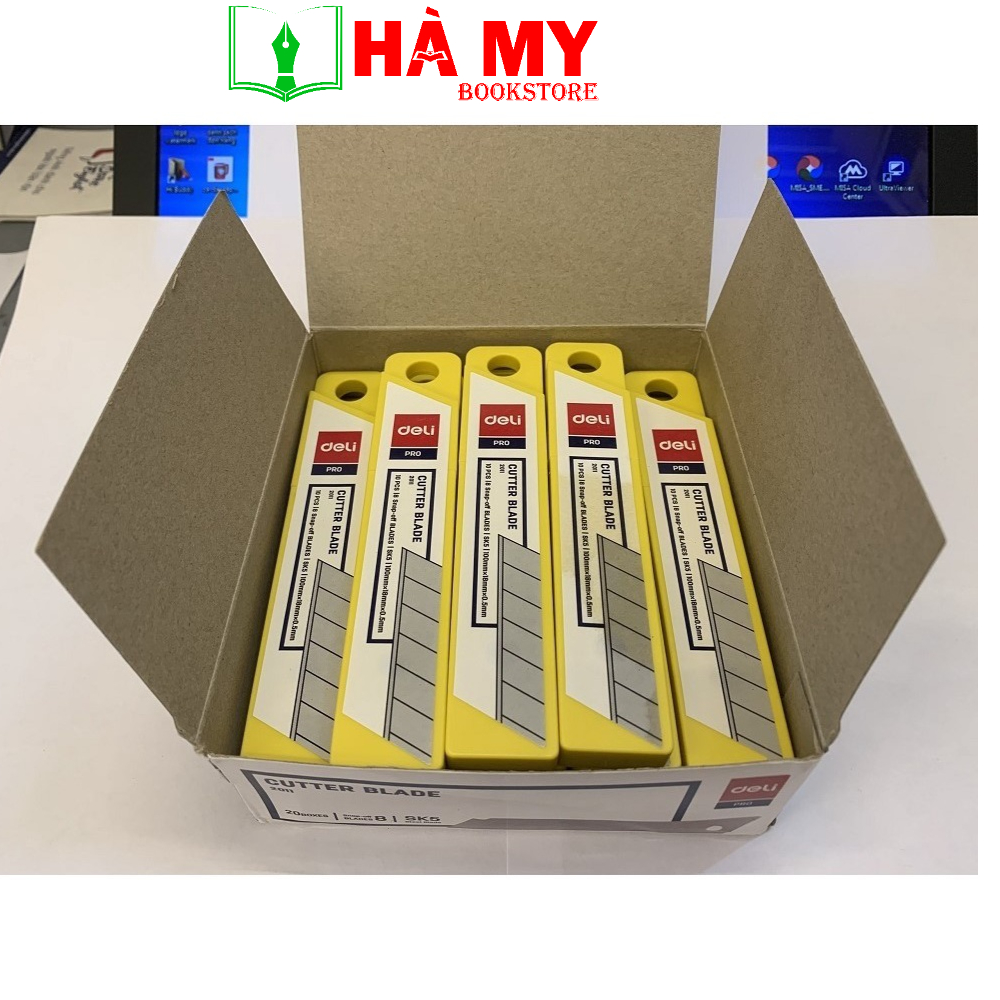 1 Hộp 10 Lưỡi Dao Rọc Giấy Deli E2015 30 độ - Hàng chính hãng Deli