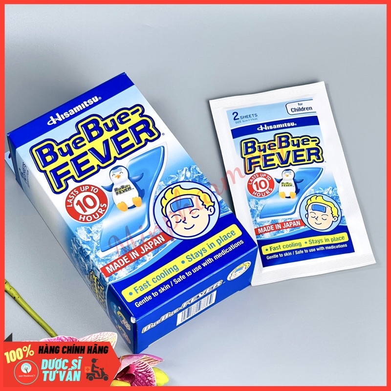 MIẾNG DÁN GIẢM SỐT, HẠ NHIỆT NHANH HISAMITSU BYE BYE FEVER - Gói 2 miếng- Minpharmacy