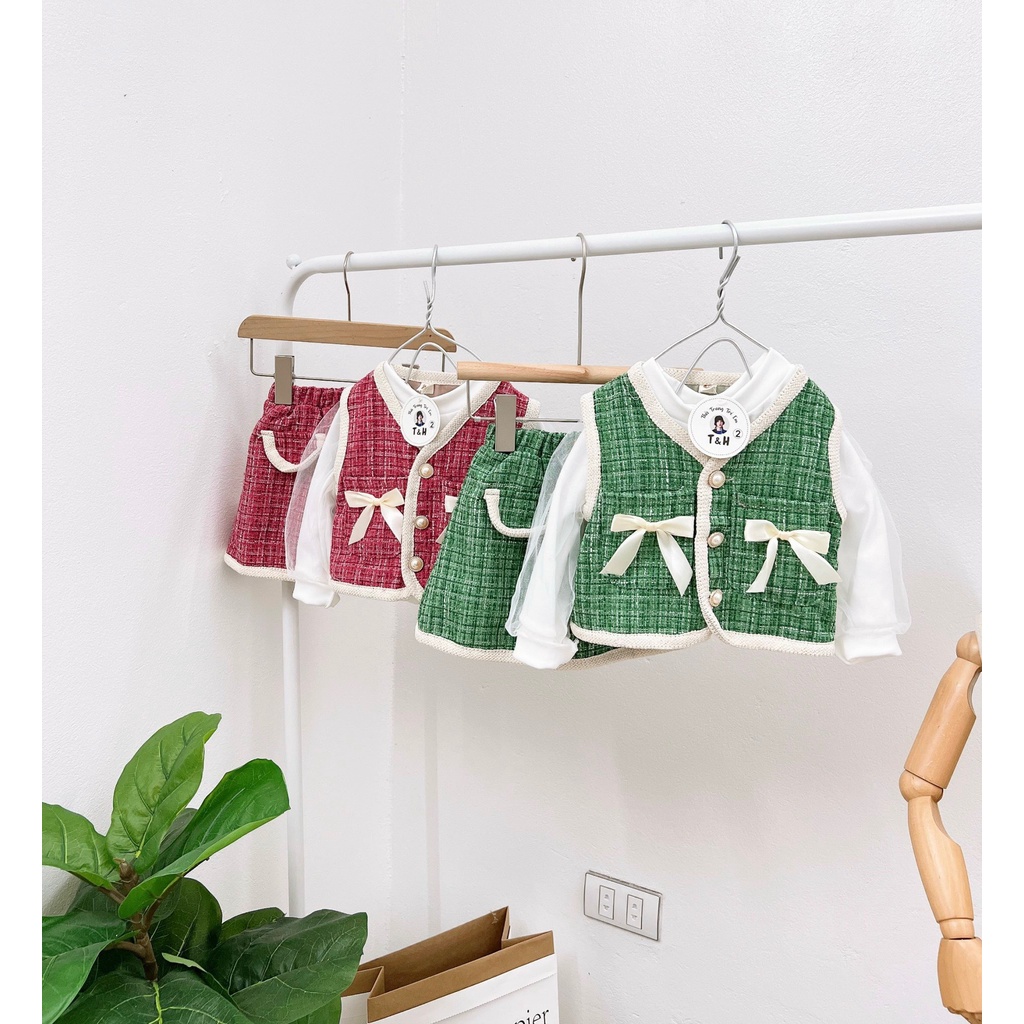 Set váy dạ tweed hàn quốc sang chảnh cho bé gái