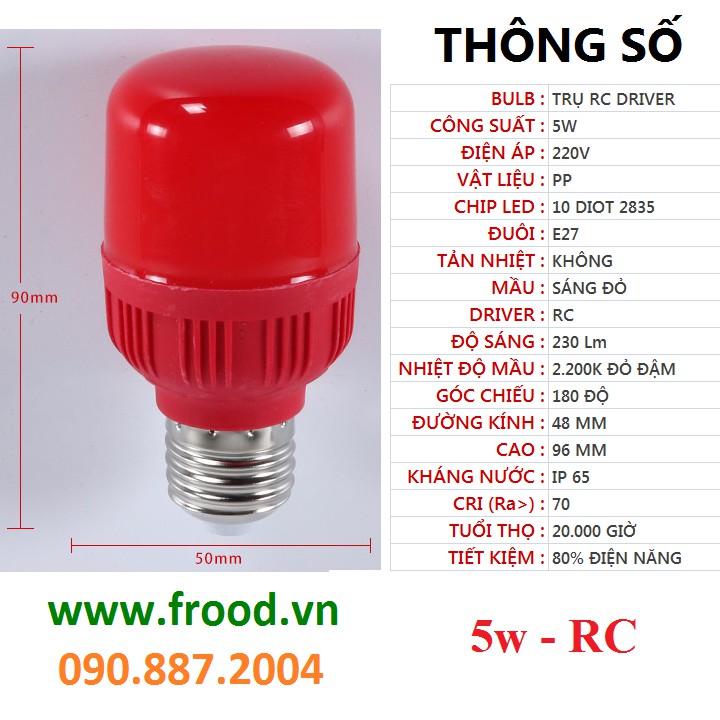 Bóng đèn LED 5w ánh sáng đỏ