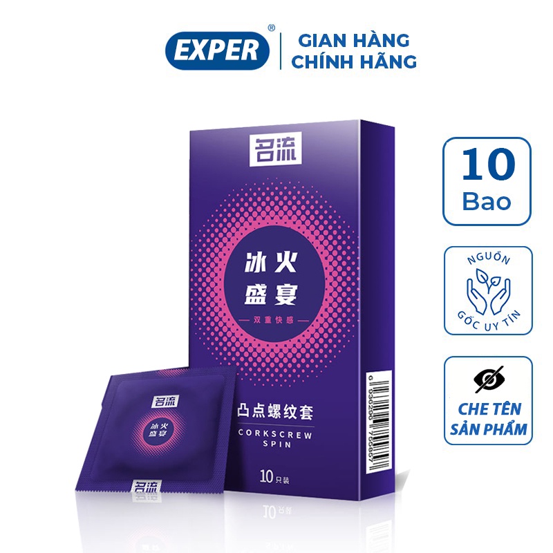 Bao cao su nội địa trung CORKSCREWSPIN, bcs gai nhỏ nhiều gel kéo dài thời gian quan hệ