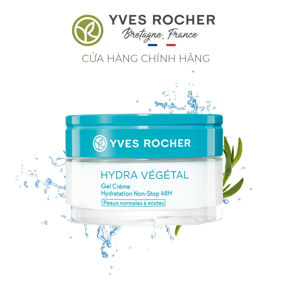 Yves Rocher_Kem Dưỡng Ẩm Yves Rocher Cho Da Thường, Hỗn Hợp 50ml Hydra Vegetal Gel Crème Hydratation Non-Stop 48H