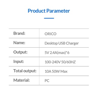 Đế Sạc ORICO Để Bàn USB 6 Cổng 50W (DHE-6U) (màu hồng)