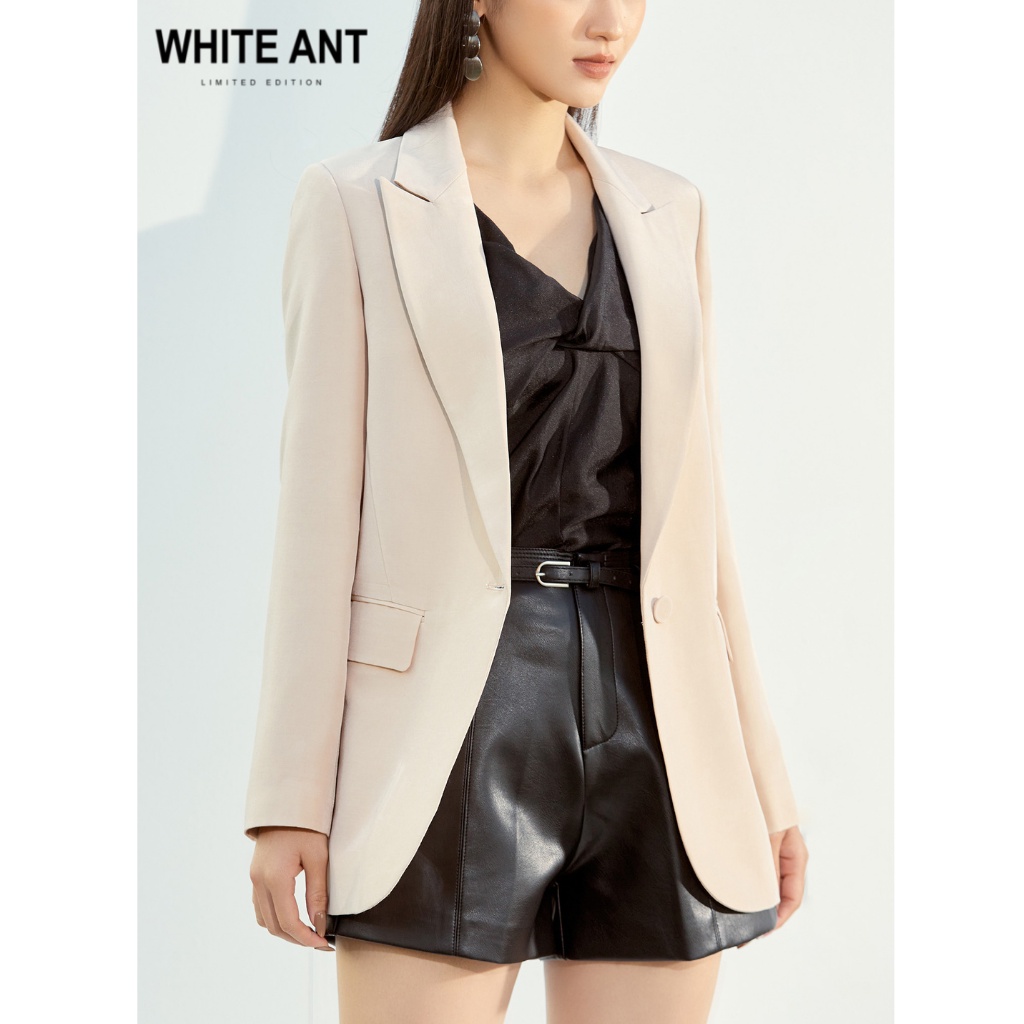 Áo Blazer Nữ WHITE ANT IRIS LONG MODAL BLAZER Thiết Kế Dáng Suông, Vạt Tròn, Chất Liệu Lụa Acetate Nhân Tạo 180500021C