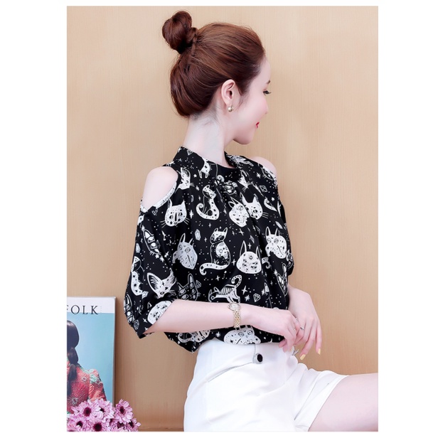 ÁO SƠ MI HỌA TIẾT CON MÈO A557