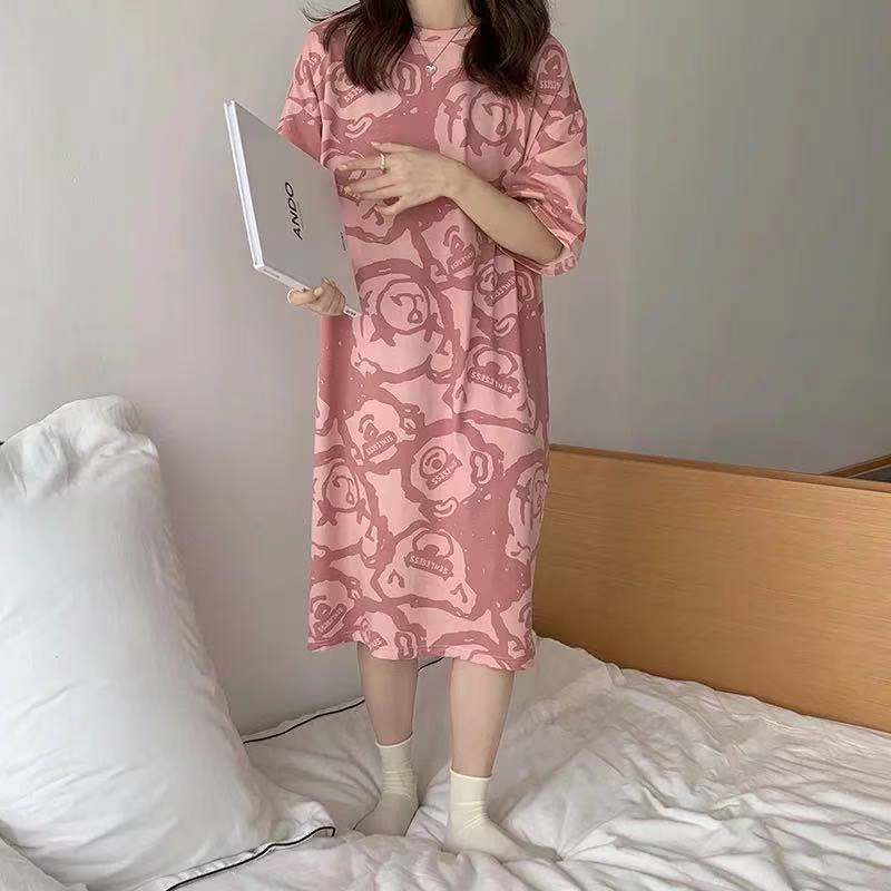 Váy đầm ngủ bigsize TOZZO dáng suông mặc nhà chất liệu cotton hoạt hình cute dễ thương mặc nhà mùa hè VC01