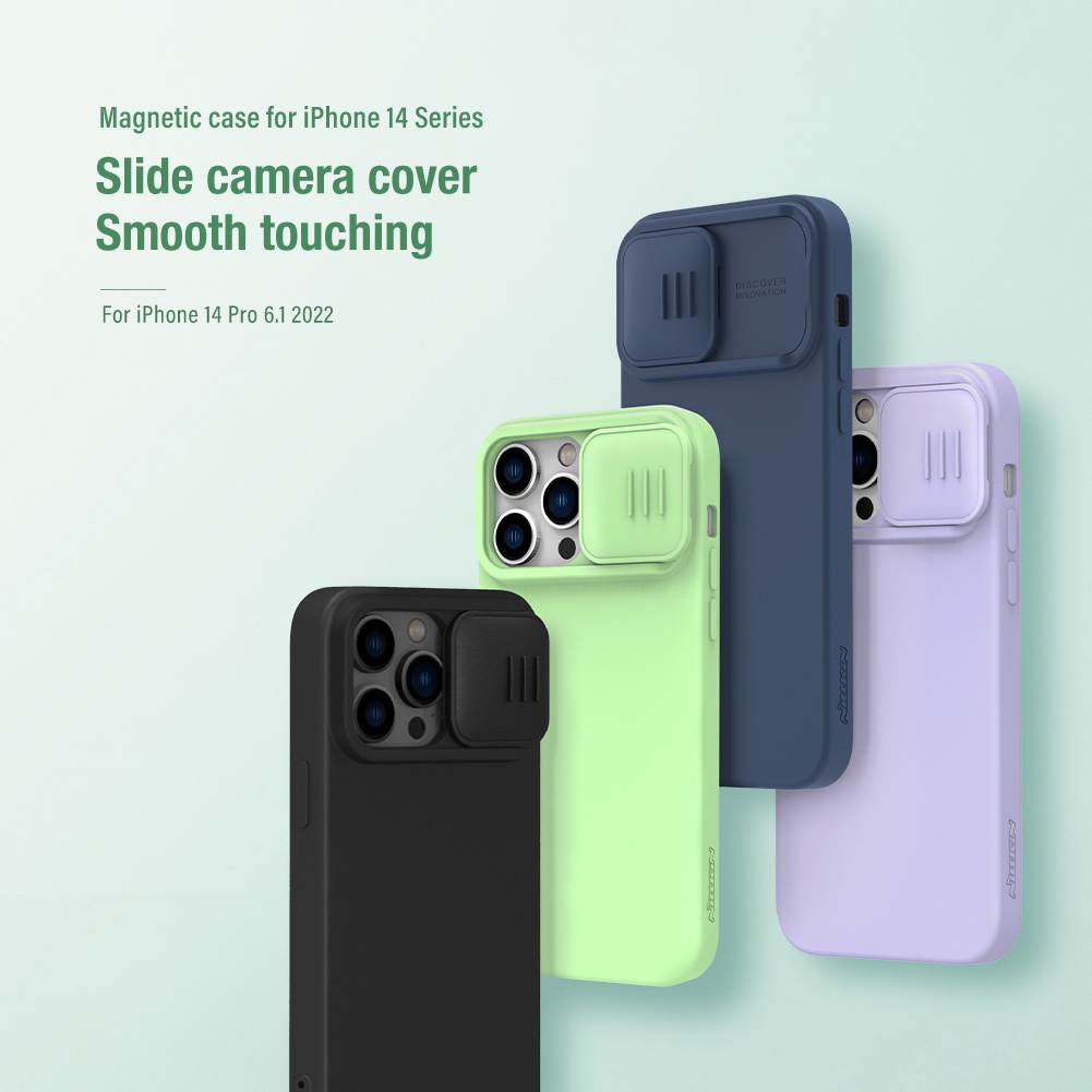 Ốp điện thoại NILLKIN bằng silicon chống sốc có nắp trượt bảo vệ camera thích hợp cho iPhone 14 Pro