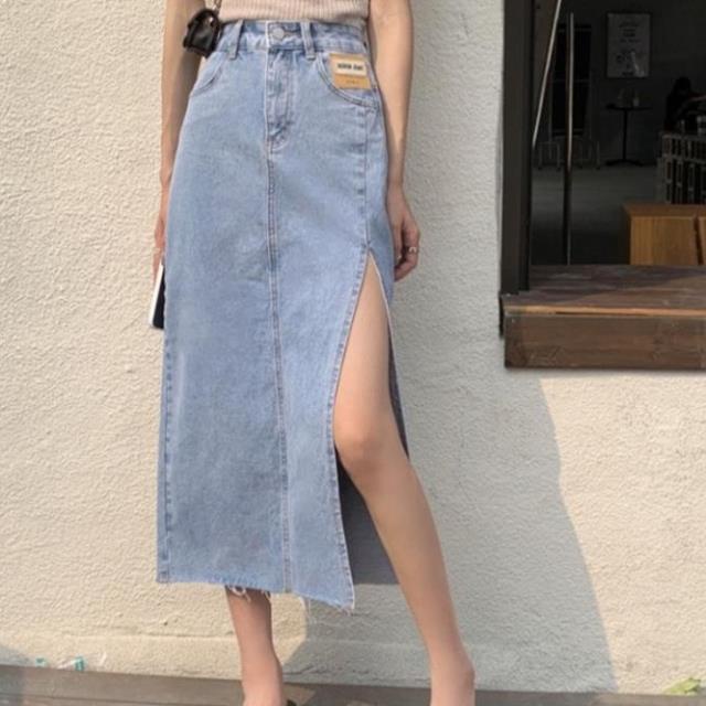 Yena Chân Váy Denim Lưng Cao Xẻ Tà Quyến Rũ Cho Nữ | BigBuy360 - bigbuy360.vn