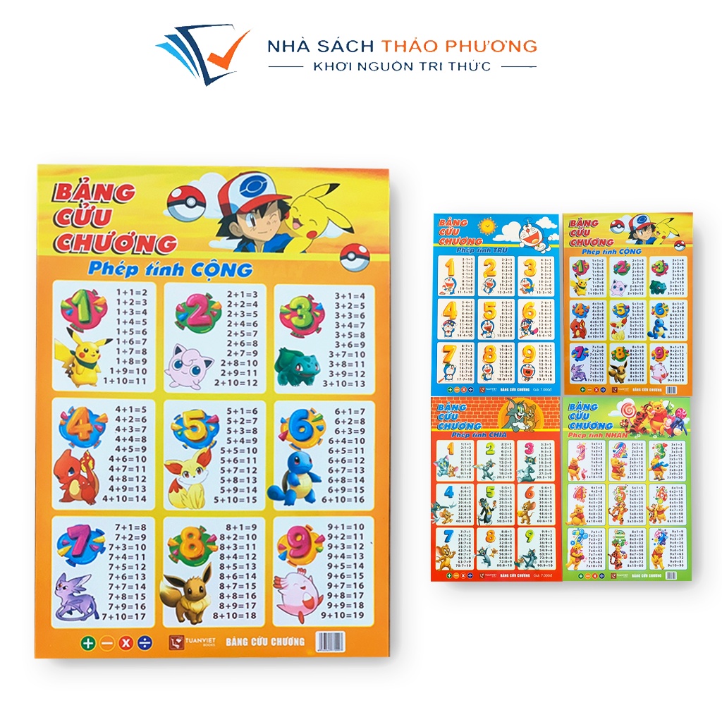 Sách - Bảng cửu chương phép tính cộng trừ, nhân chia