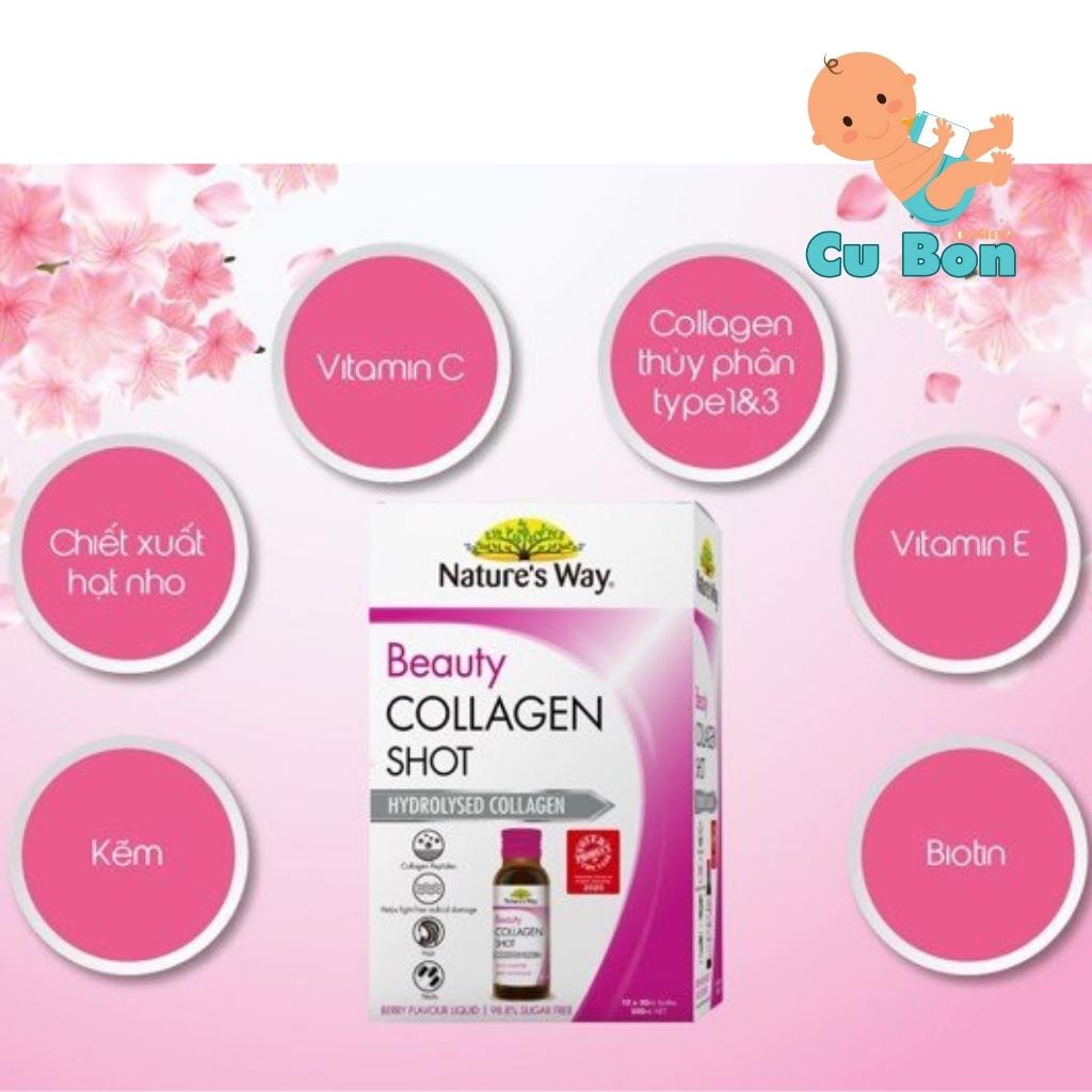 Collagen Dạng Nước Beauty Collagen Shot Nature’s Way (10 ống*50ml) giúp đẹp da săn chắc và chống chảy xệ