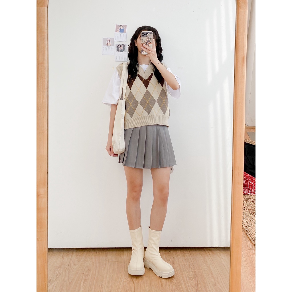 [HÀNG CÓ SẴN] Áo gile len May boutique họa tiết quả trám AGZ21A_109.064 | BigBuy360 - bigbuy360.vn