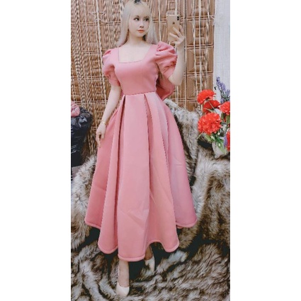 Đầm xòe công chúa tay phồng nơ to sau lưng anh thât