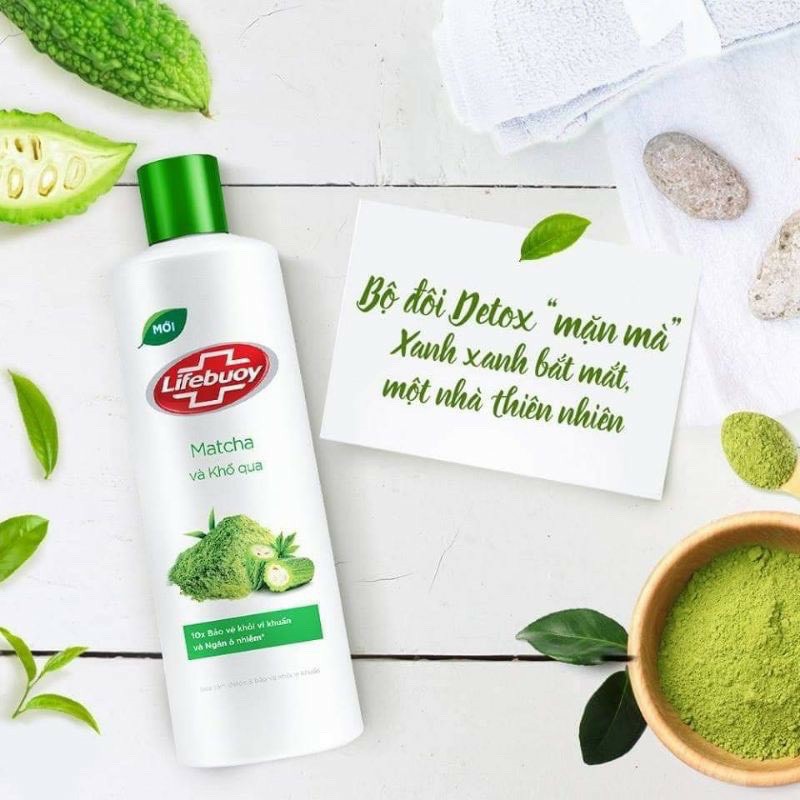 Sữa tắm Detox Lifebuoy - Matcha &amp; Khổ Qua , Than Hoạt Tính, Tràm Trà (200gr - 850gr)