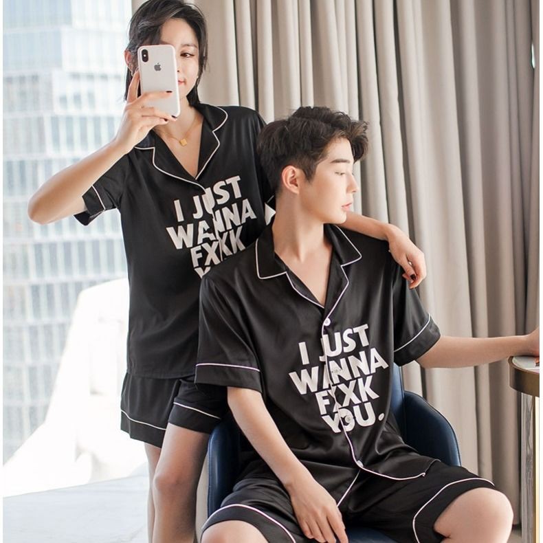 Bộ Đồ Ngủ Tay Ngắn Dáng Rộng Vải Lụa Mát Dành Cho Cặp Đôi | BigBuy360 - bigbuy360.vn