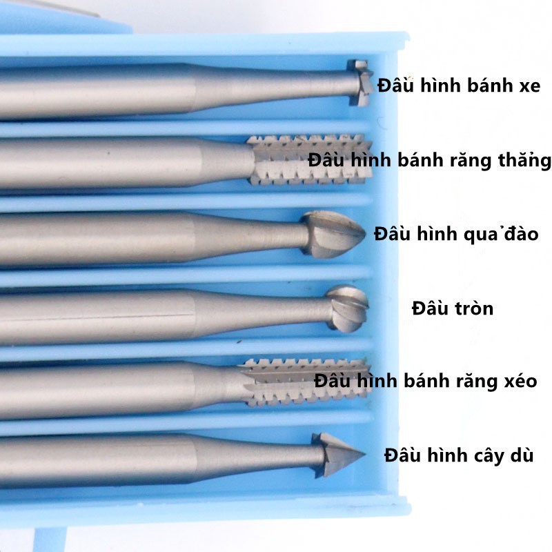 Bộ 6 dao khắc, mài Vonfram cao cấp- đường kính đầu 1.1mm