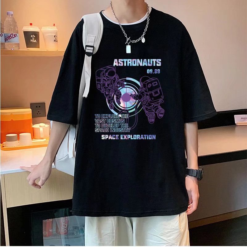 Áo Thun Cặp Tay Ngắn Cổ Thuyền In Hình Phi Hành Gia Thời Trang Size M-3XL #D85#