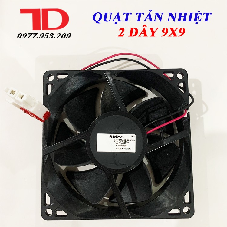 QUẠT TẢN NHIỆT DC12V 9x9 2 DÂY MÀU ĐEN NHIỀU CÁNH