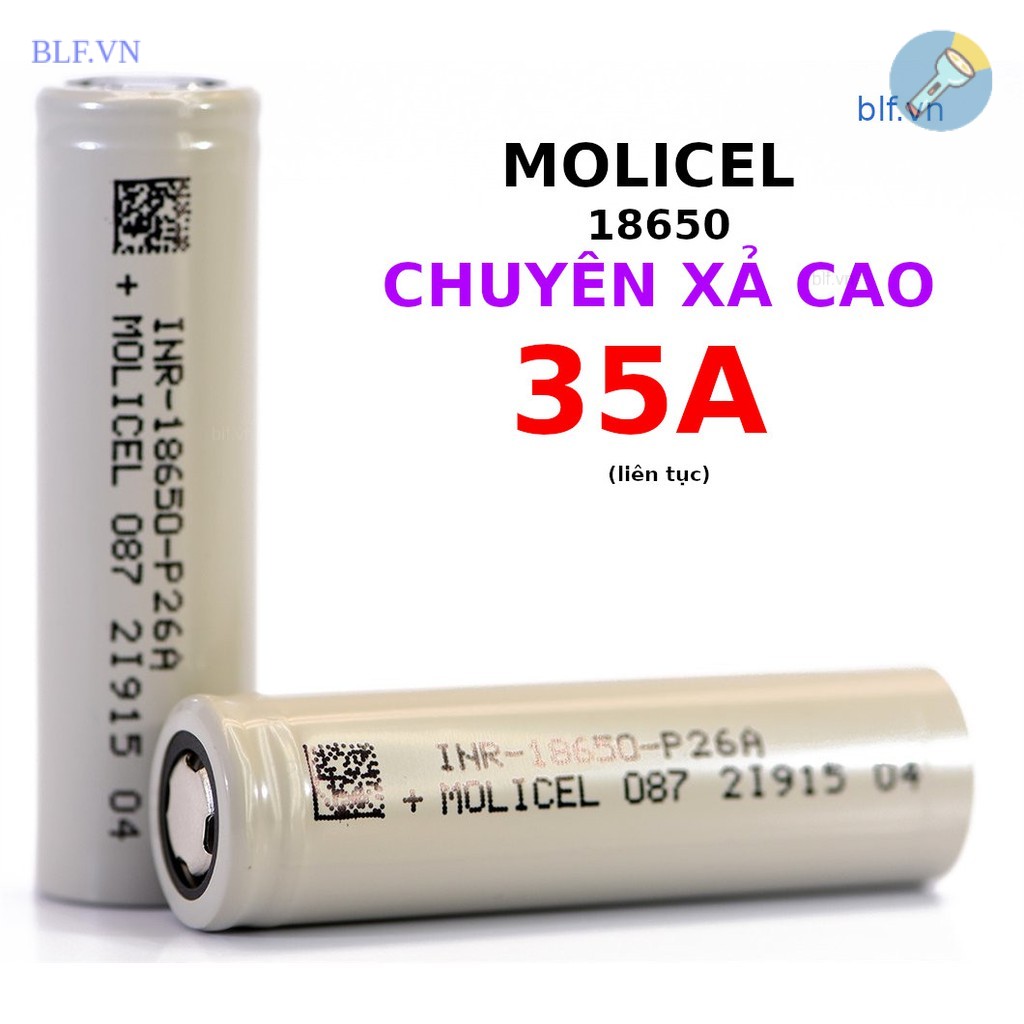 [P9] Pin xả cao MOLICEL INR 18650 P26A 35A 2600mah