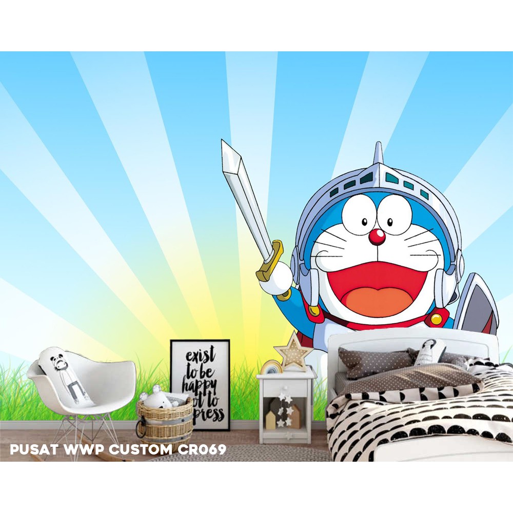 Giấy Dán Tường Hình Doraemon 3d Trang Trí Phòng Bé Gái
