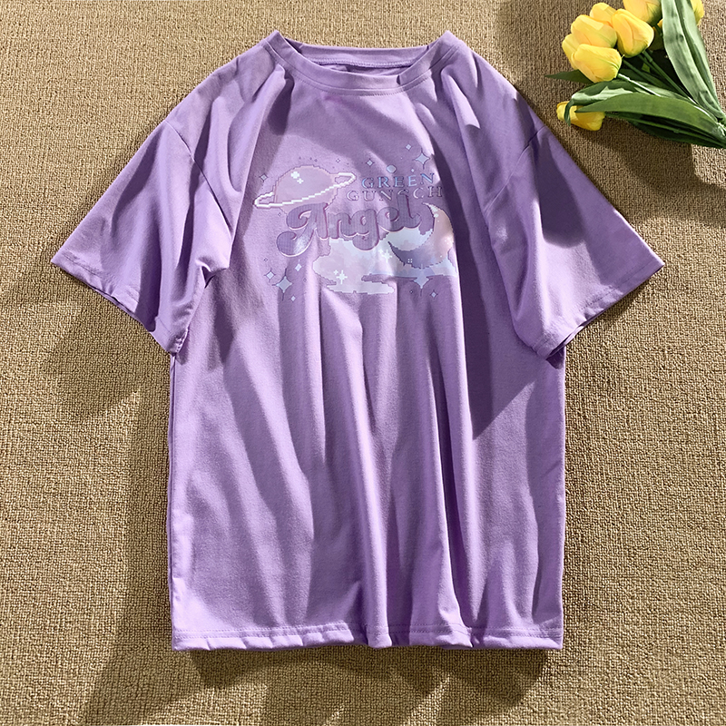 Áo Thun Nữ Ngắn Tay In Hình Ngôi Sao Phong Cách Retro