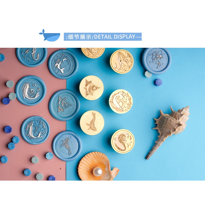 Con Dấu Sáp Niêm Phong Thiệp Mời Đám Cưới Hình Cá Voi