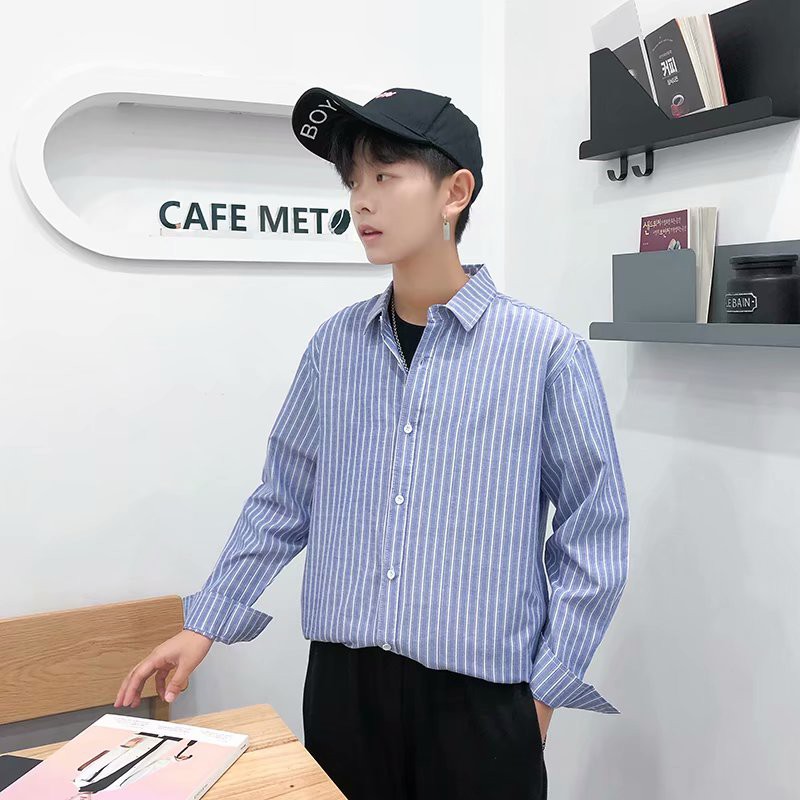 Men's fashion style striped long-sleeve shirt