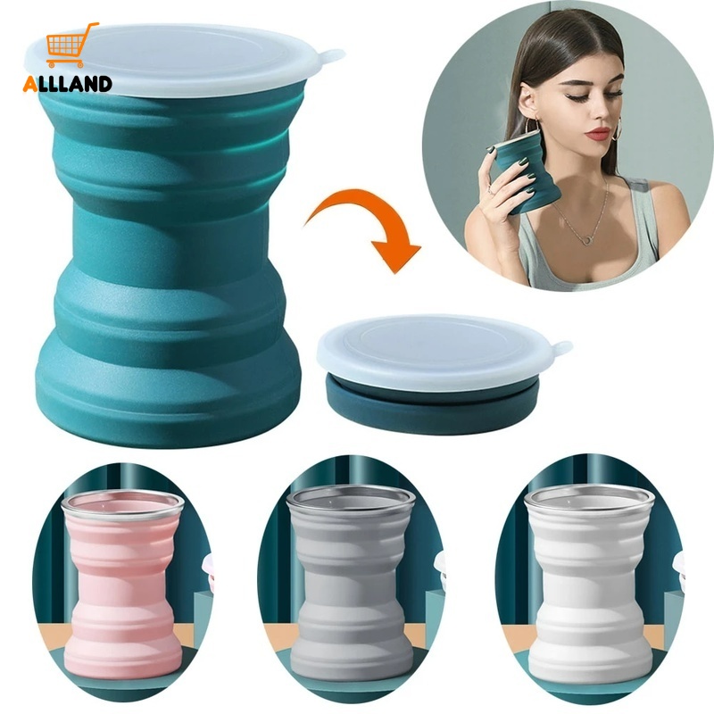 Cốc Silicone Dày Dạng Gập Cách Nhiệt Có Nắp Đậy Sáng Tạo Cho Hoạt Động Ngoài Trời