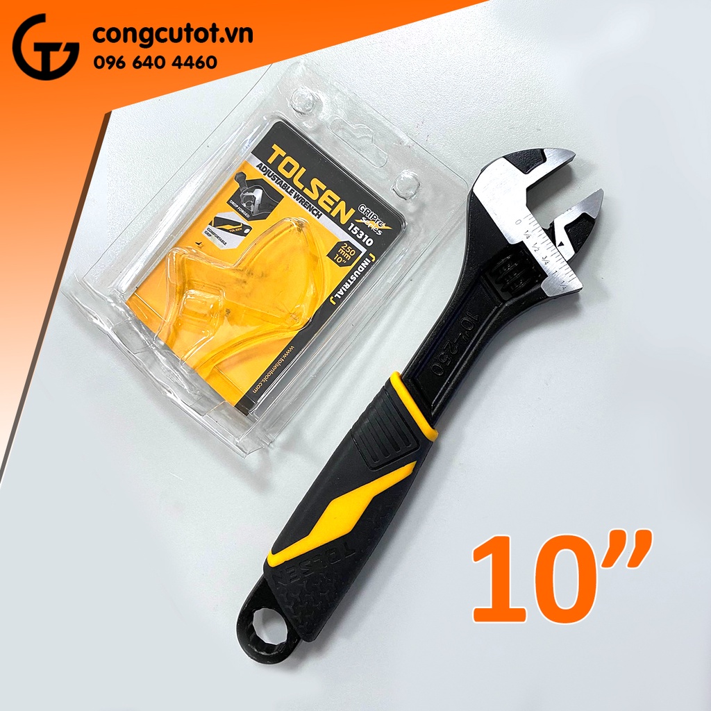 Mỏ lết cán nhựa đen công nghiệp 250mm TOLSEN