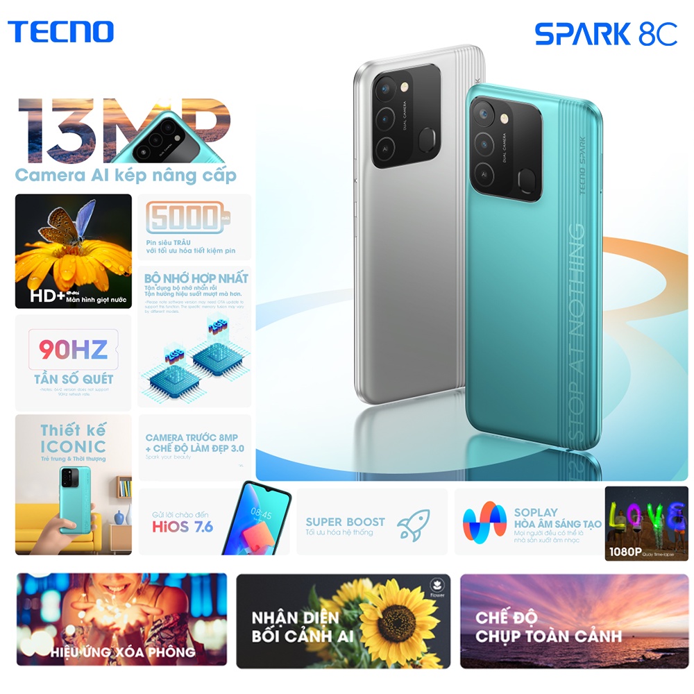 Điện thoại TECNO Spark 8C  - Hàng chính hãng
