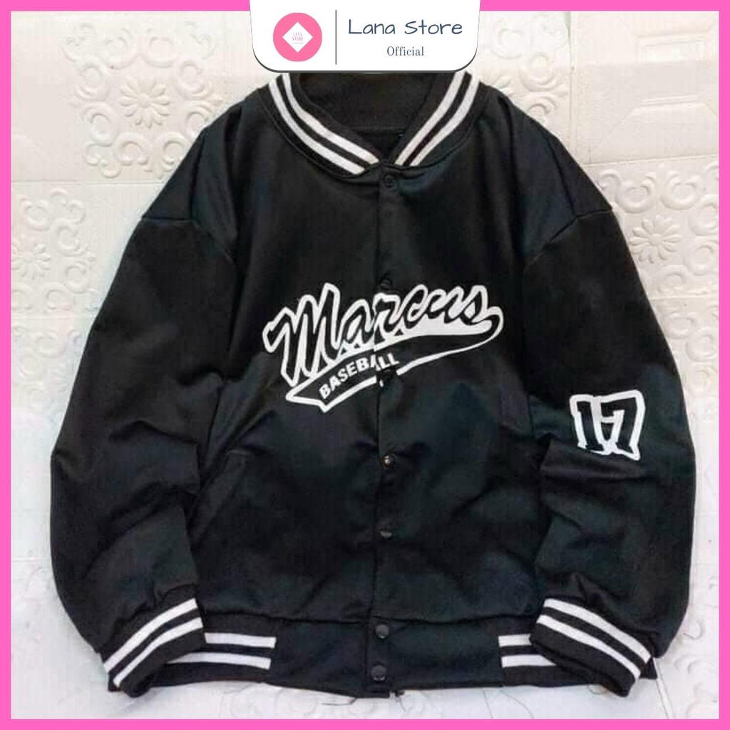 Áo Khoác Bomber In Marcus Bóng Chày Vải Dù 2 Lớp ❤️ Áo Khoác Dù Unisex 2 Lớp Form Rộng Đẹp