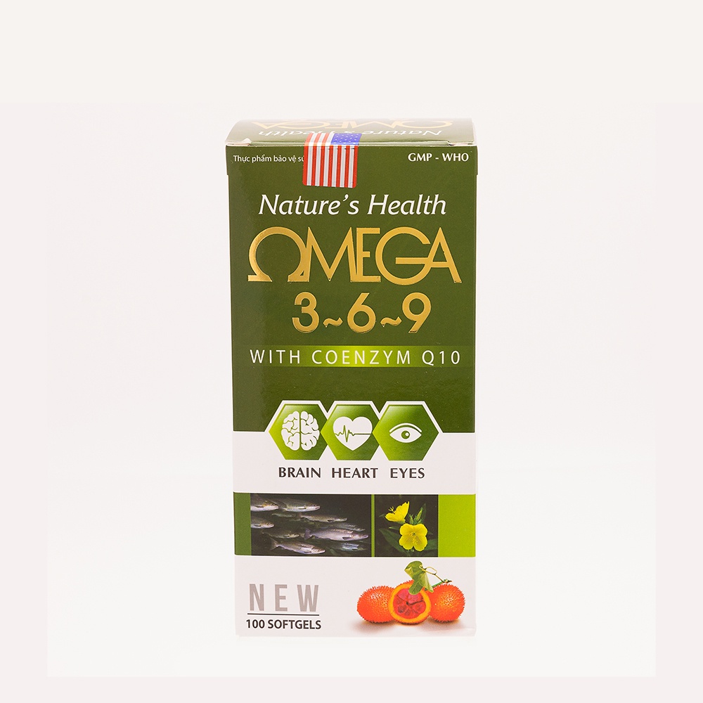 Viên uống dầu cá Omega 369, Dầu gấc, hoa anh thảo - 100 viên [Omega 369 Xanh lục]