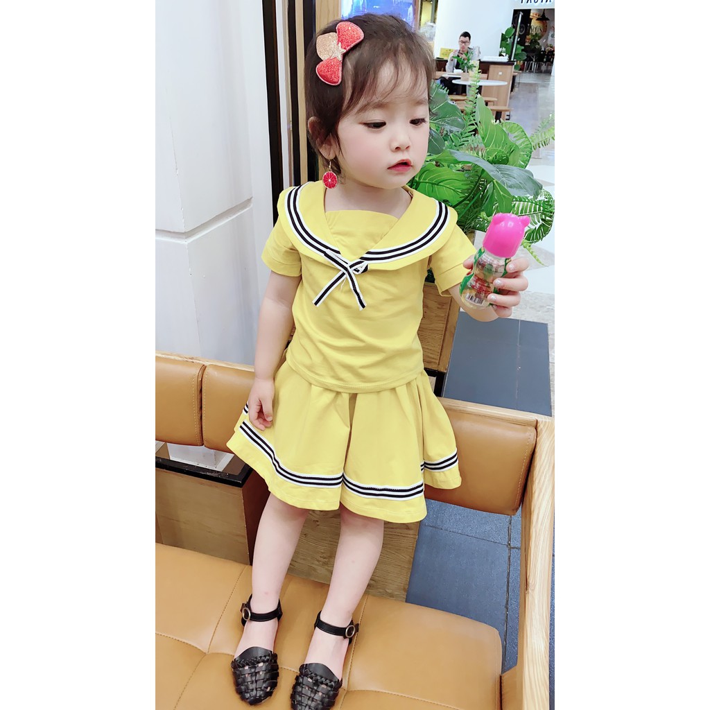 Set váy + áo viền cổ đáng yêu, ngộ nghĩnh cho bé gái - svvn