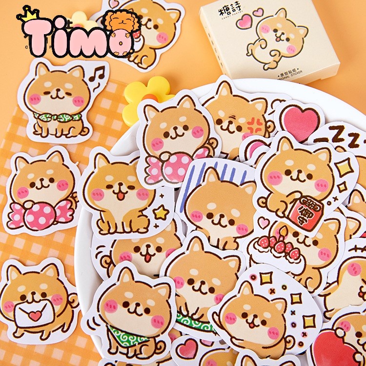 Set 45 hình dán họa tiết chó Shiba Nhật hoạt hình đáng yêu ST21 SHIBACUTE