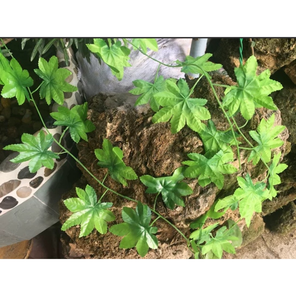 Dây lá giả dây lá phong nhân tạo dài 2m treo tường trang trí nội thất cầu thang, ban công, cửa sổ, quán cà phê, nhà hàng