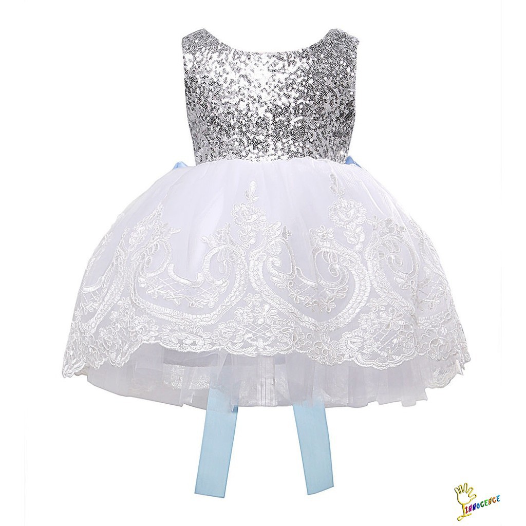 ❤XZQ-Princess Baby Kids Girl Bowknot Lace Floral Dress Christmas Party Formal Dresses