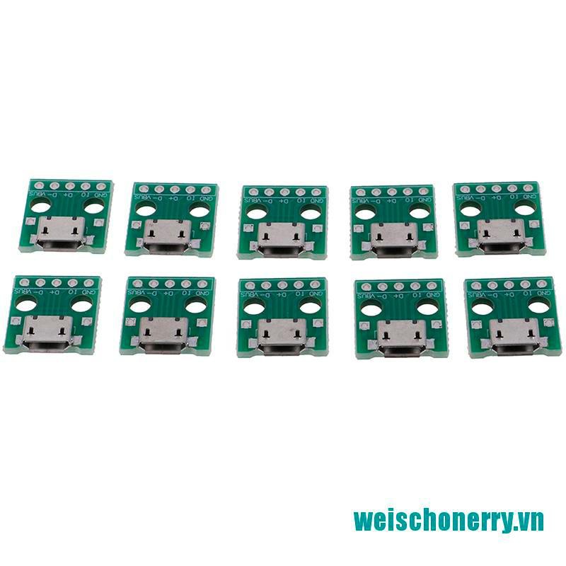 Weischoenrry◑Set 10 Đầu Chuyển Đổi MICRO USB Sang DIP 5Pin Female