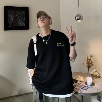 Áo Thun Mùa Hè Dáng Rộng Tay Cộc Cổ Tròn In Chữ Phong Cách Hip Hop Đường Phố Cỡ Lớn M-5XL Cho Nam