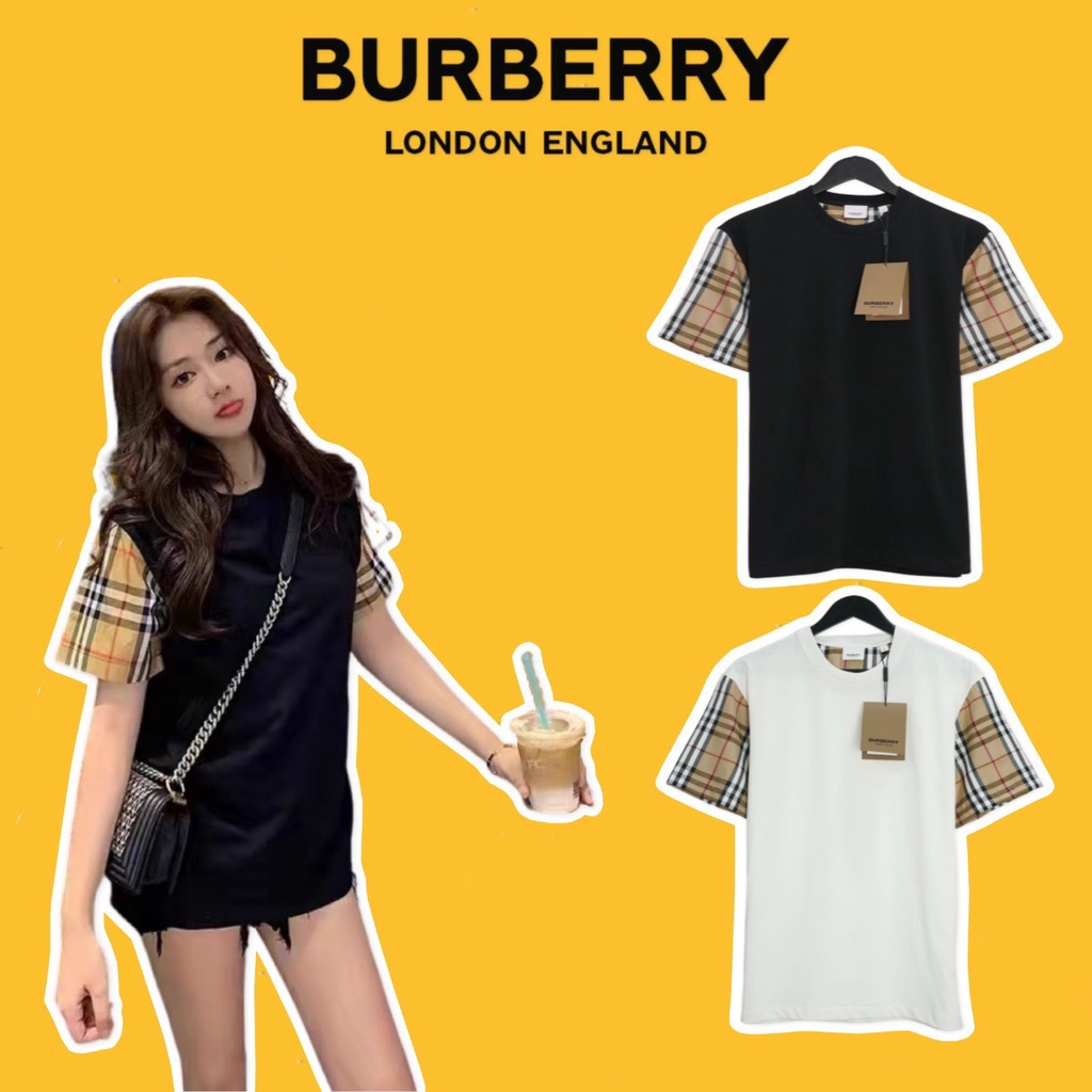 Áo Thun Burberry Serra Vintage Nam Nữ cao cấp, Áo Phông Tay Kẻ Vàng BBR cá tính_N.SHOP010